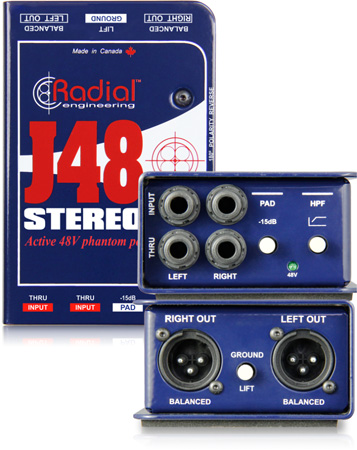 Radial J48 Stereo Phantom Powered Active Direct Box