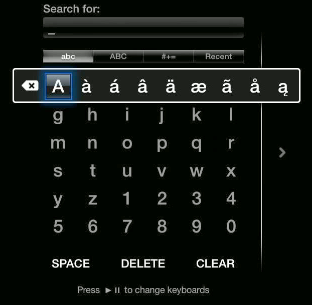 Apple TV (2nd generation): About the on-screen keyboard in Apple TV software 4.2 and later