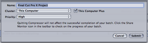 Final Cut Pro X, Motion 5, Compressor 4: Using This Computer Plus or other configured cluster